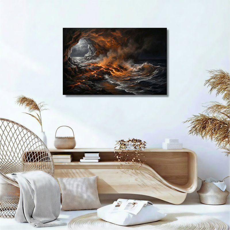 Ensemble de 1 tableau sur toile « Vagues de lave », H 12 po x l 18 po, Toile tendue
