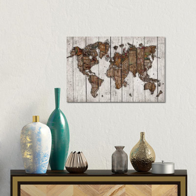 Carte en bois - Giclée sur toile tendue avec châssis