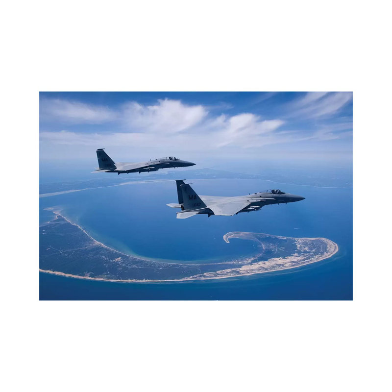 Two F-15 Eagles Fly High Over Cape Cod, Massachusetts - Wrapped Canvas Print, 20.32 cm H x 30.48 cm W