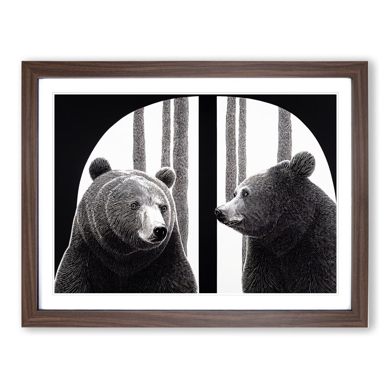 Impactful Bears - Single Picture Frame Print, 46cm H x 64cm W x 2cm D, Walnut