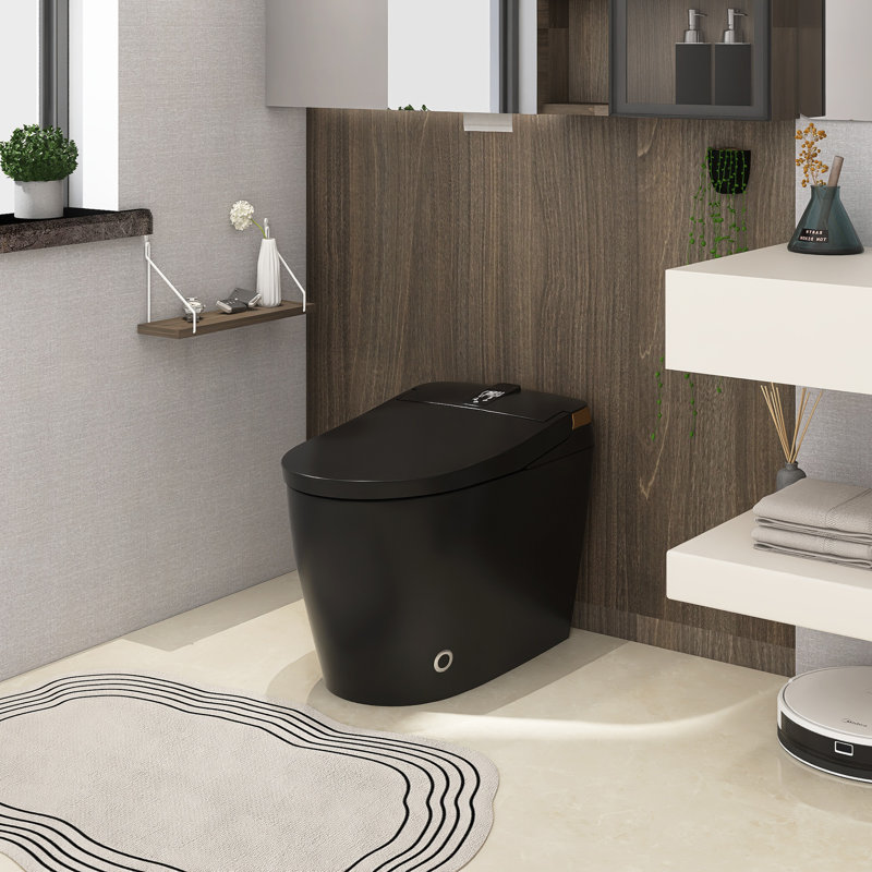 Elongated Bidet Toilet 1.28 GPF  With Adjustable Sprayer Settings, Deodorizing, Soft Close, Matte Black