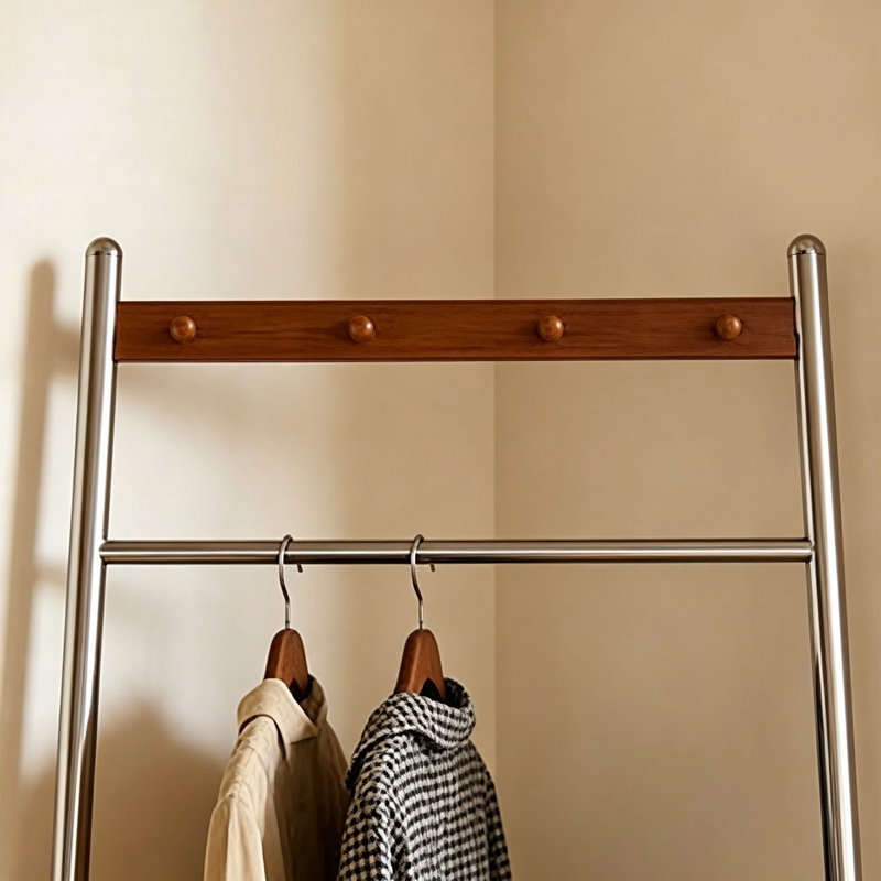 Corner Freestanding Stainless Steel Coat Rack