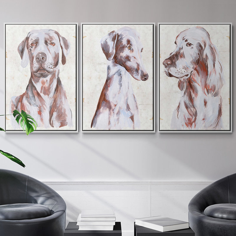 Chien assis I 3 pièces, H 27 po x l 54 po, Blanc
