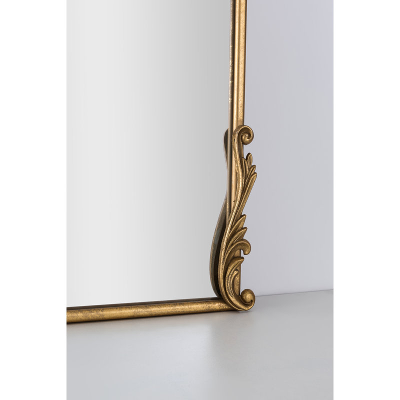 36"×30" Vintage Baroque Arch Wall Mounted Mirror with Gold Metal Frame, 36" x 30"
