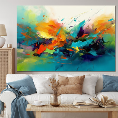 Orange Blue Transcendent Liquid Ink II - Abstract Marble Canvas Wall Art
