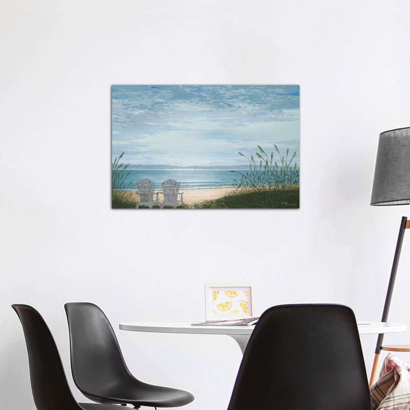 Beach Chairs by Bruce Nawrocke - Painting, Wrapped Canvas, 26" H x 40" W x 1.5" D