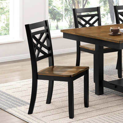 2-Tone Dining Chairs Set Of 2 Modern Farmhouse Wooden Furniture