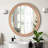 Round Wood Framed Wall Mirror