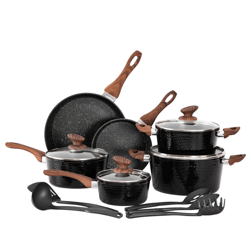 Batterie de cuisine antiadhésive en aluminium 15 pièces Dhumma