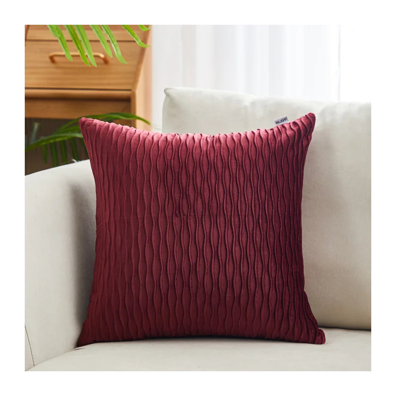  Housse de coussin géométrique en velours, Bourgogne
