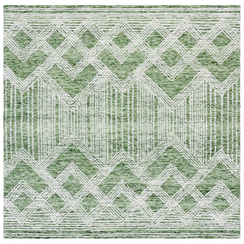 Pine Hand Tufted Wool;Cotton Geometric Rug, Square 6'