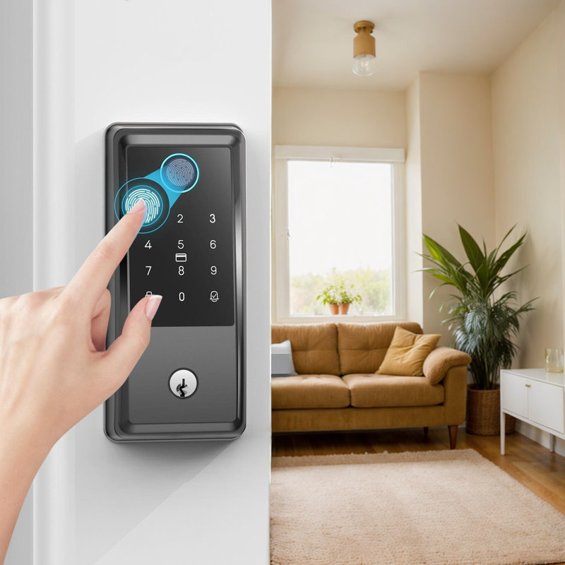 WiFi-Enabled Fingerprint Smart Lock - 6-in-1 Keyless Entry Door Lock with Auto-Lock & Doorbell for Front Doors (8-Month Battery)