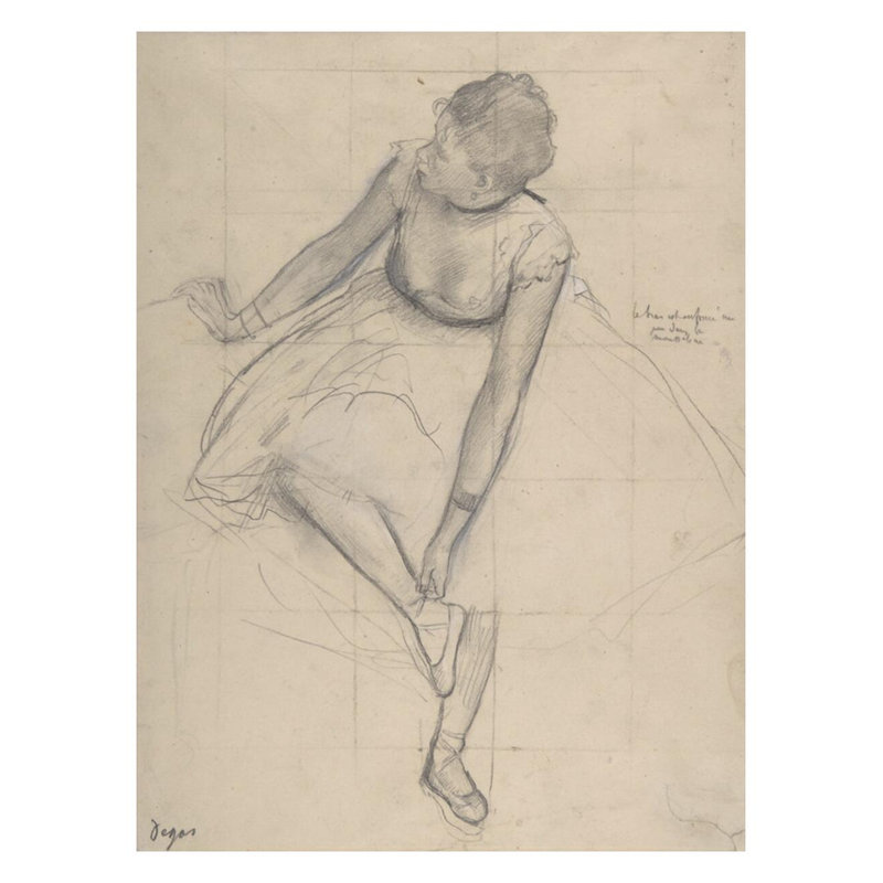 Danseuse ajustant sa pantoufle par Edgar Degas - Estampe numérique, H 28 po x l 22 po