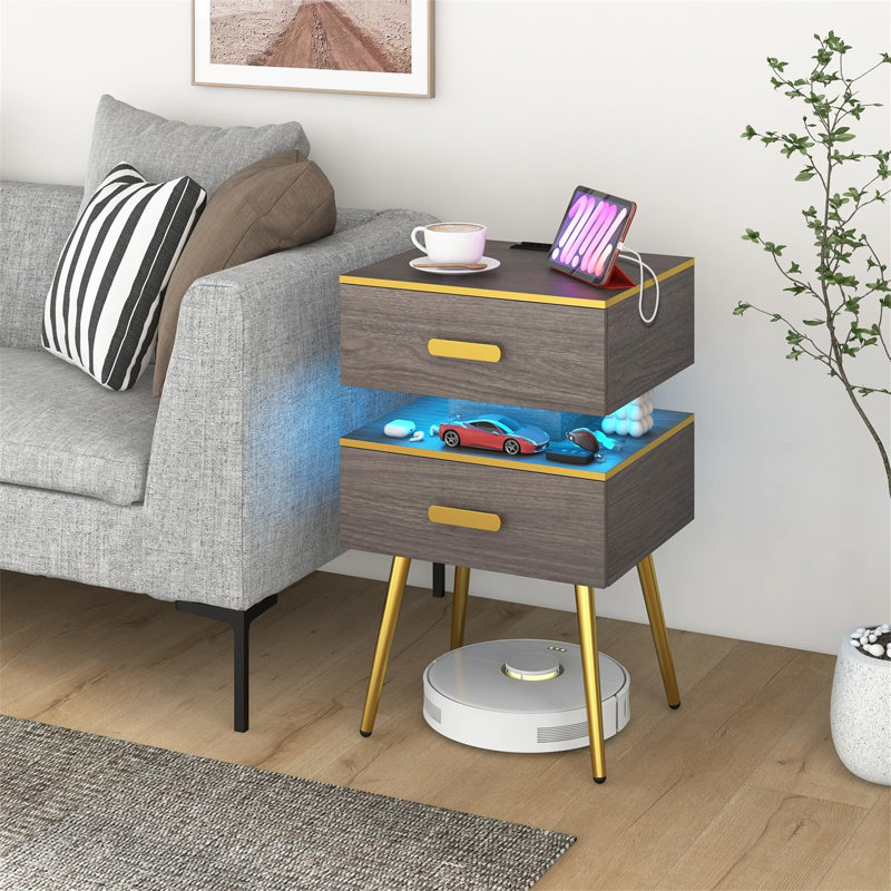 Barkad 44cm W Metal Bedside Table