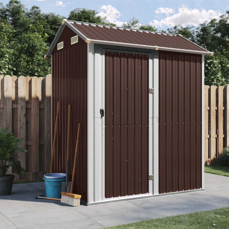 Garden Shed 192X152.5X237 Cm Galvanised Steel, Brown 