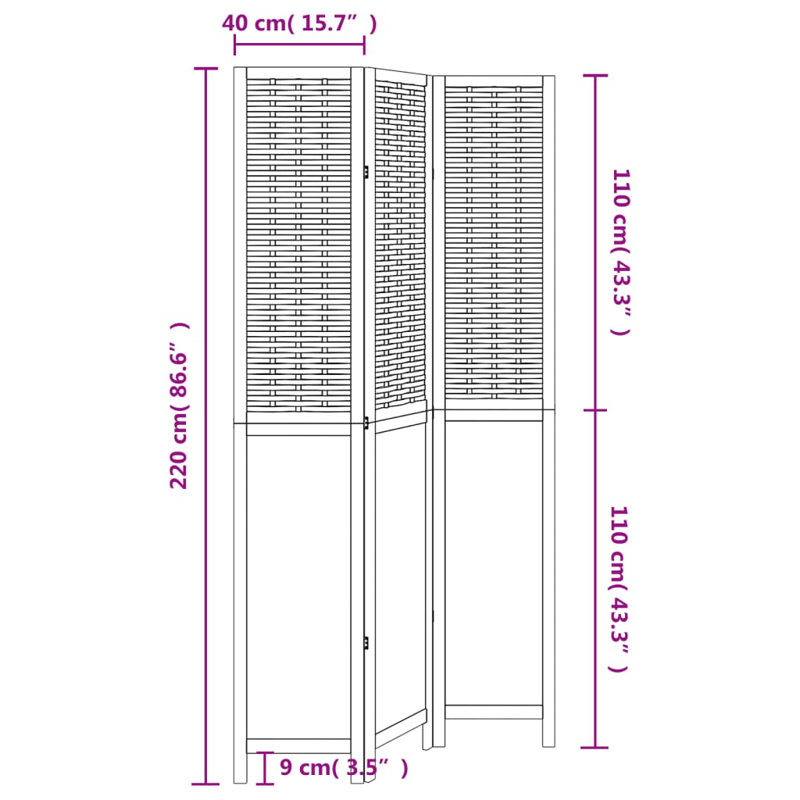Farnum Solid Wood Accent Room Divider, White, 220cm H x 110cm W