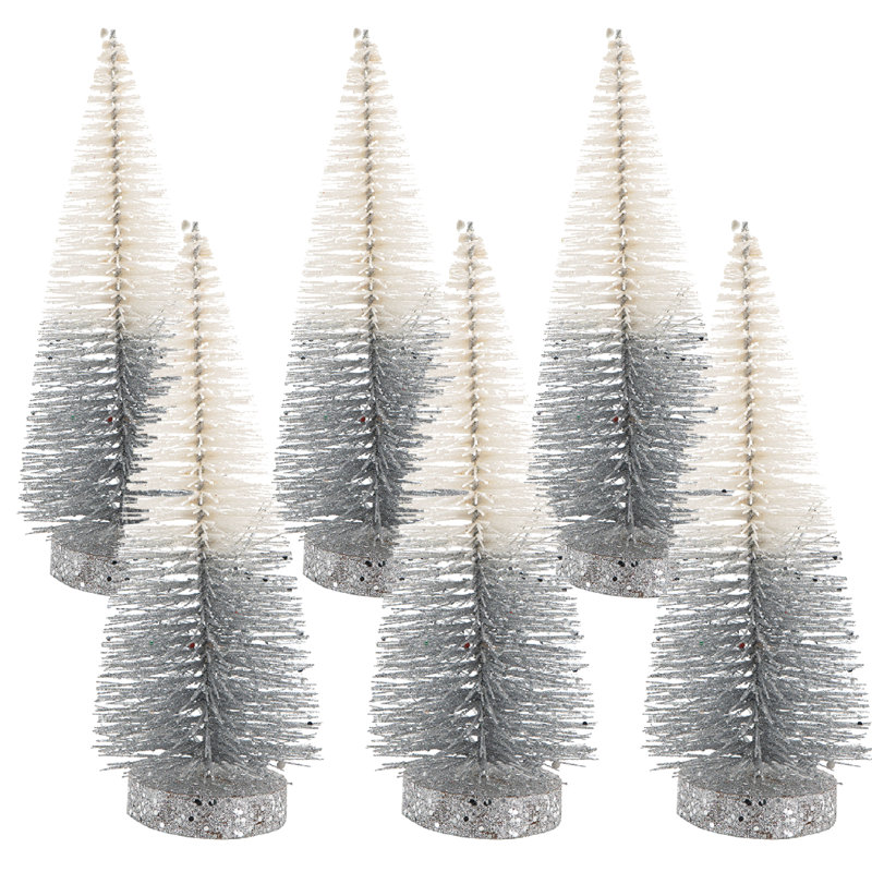 Ombre - arbres - H 10,2 po - ensemble de 6 - blanc / argent