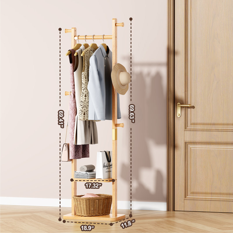 Porte-manteaux et crochets peu encombrants, rangement pour entrée moderne en bois d'hévéa
