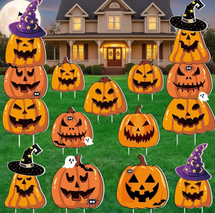 10 citrouilles d'Halloween en plastique
