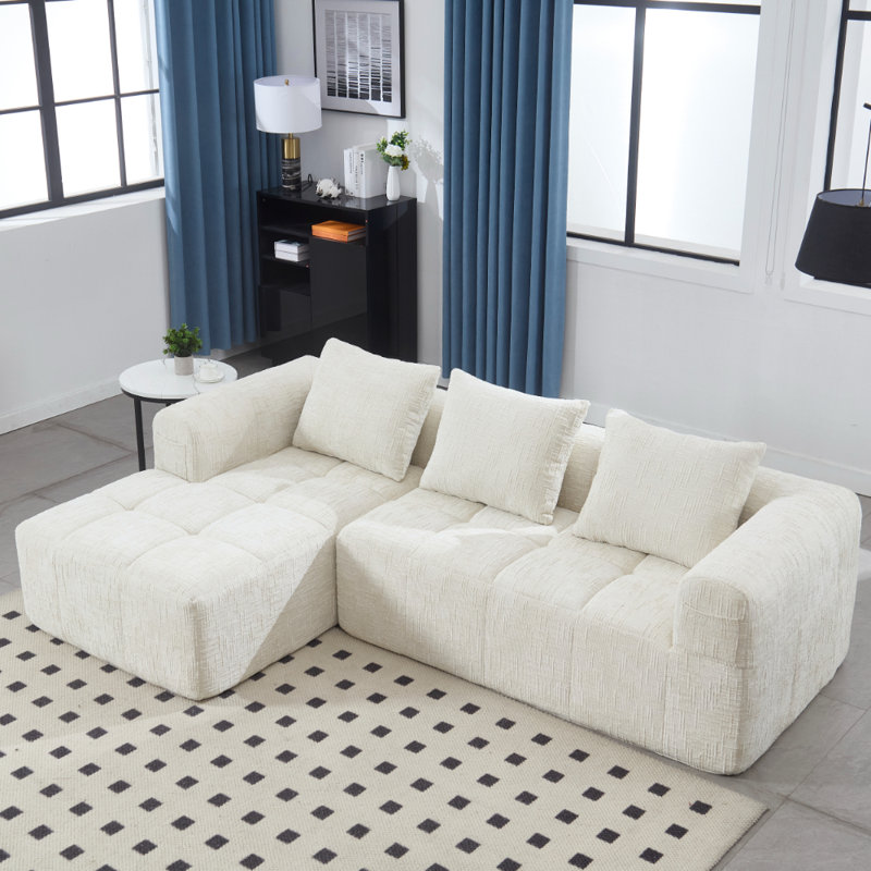 3 Seater Chenille Sofa, Beige