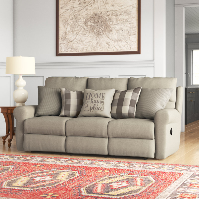 Aneeta Lay Flat Reclining Sofa, Gray, Power