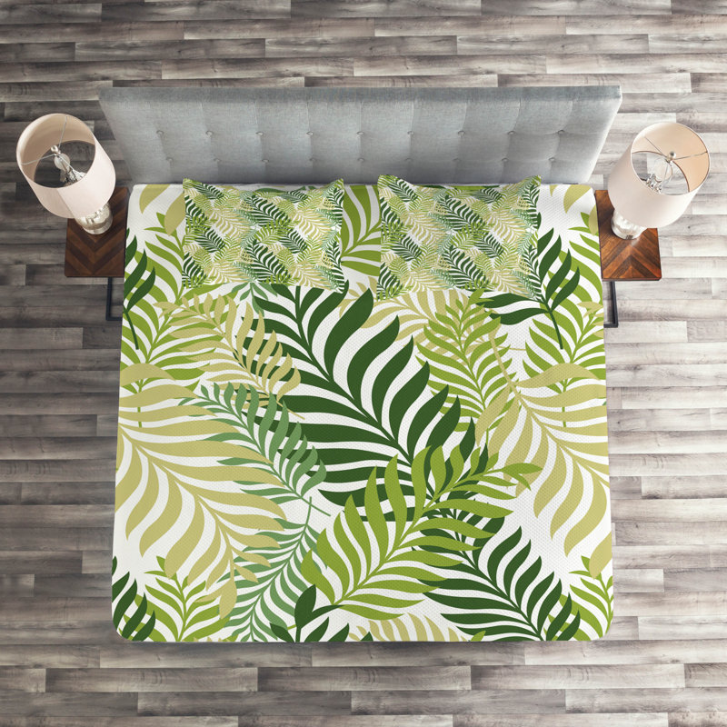 Coastal Polyester Floral Coverlet, King Bedspread + 2 Shams