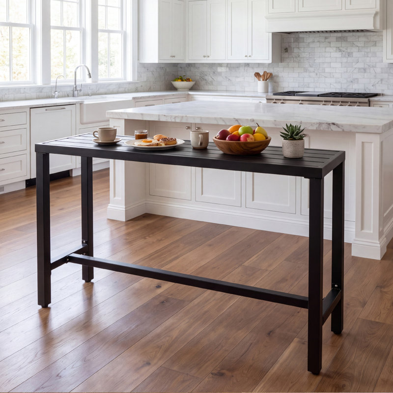 Counter Height 36.97'' Iron Bar Table, Black, 15.6" W x 62.99" L