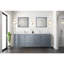 Meuble-lavabo double gris foncé l 84 po x P 22 po, comptoir en marbre de Carrare et miroirs 34 po