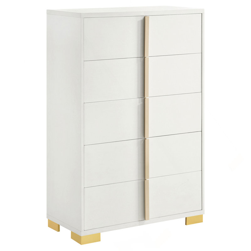 Commode blanche 5 tiroirs Medici, Blanc
