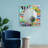 "Star" Round Beveled Mirror on Square Free Floating Reverse Printed Tempered Art Glass