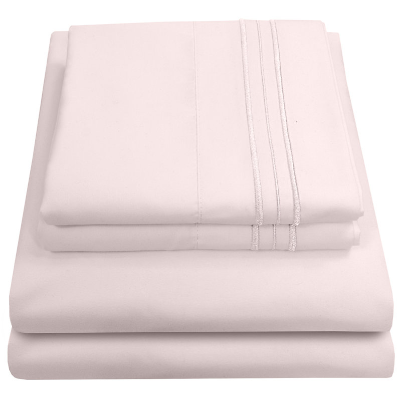Luxurious Classic Soft Solid 1800 Series Microfiber Sheet Set, Various Colors and Sizes, Pale Pink, Queen