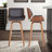 Alula Mid-Century Swivel Counter or Bar Height Bar Stool in Brown Faux Leather with Walnut-1992016633