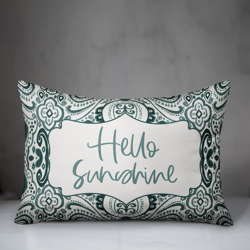 Paisley Outdoor Reversible Throw Pillow, Teal