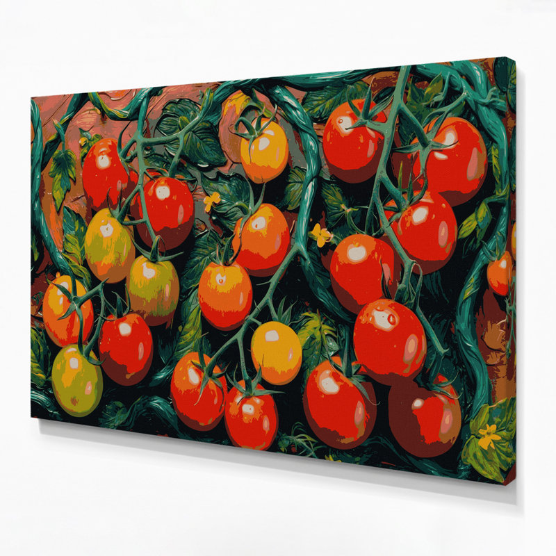 Art mural sur toile brun, légumes et tomates, H 20 po x l 30 po