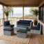 Ensemble de conversation modulaire en osier 6 pièces pour patio
