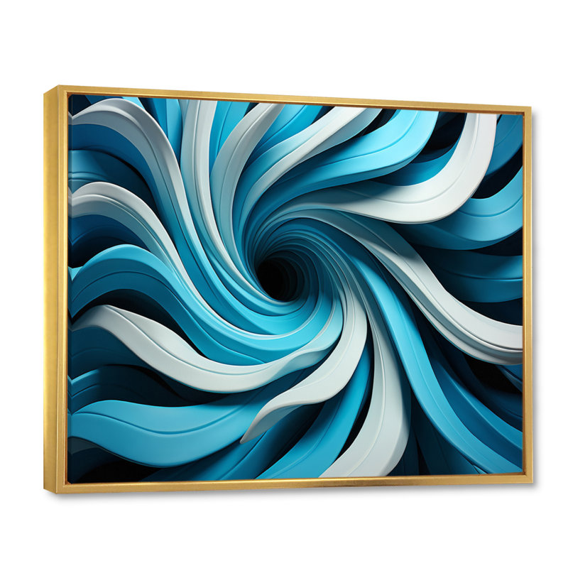 Op Blue Focus VII sur toile, H 34 po x l 44 po x P 1,5 po, Cadre flottant doré
