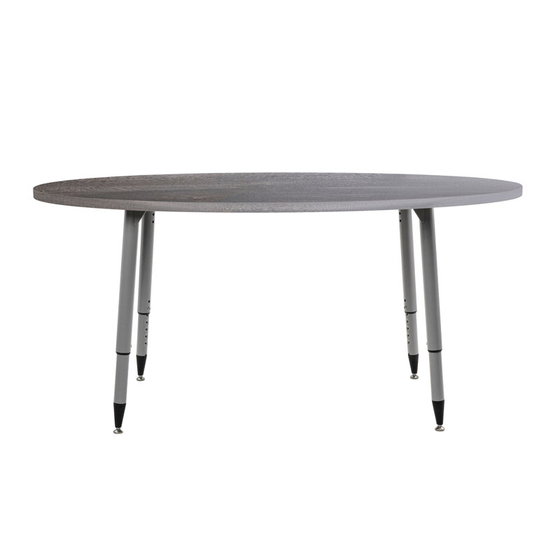 Table d'activité Adapte 30 x 60 ovale en grain de bois avec pieds ajustables, Bois gris, Argent argent