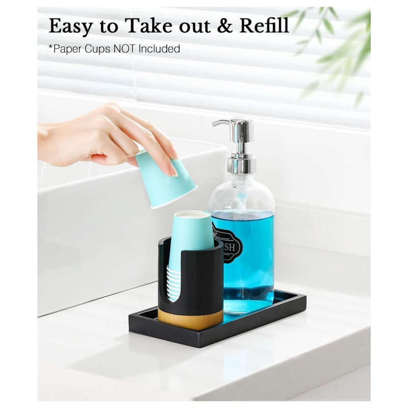 Matte Black Bathroom Cup Dispenser