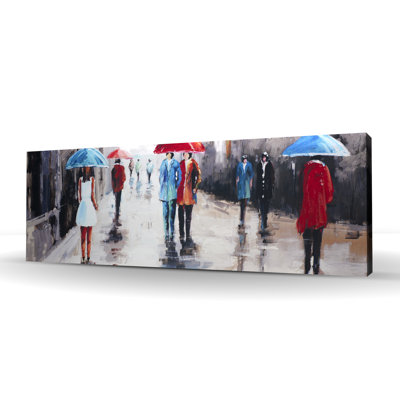 «People with Umbrellas in the Street» - Art sur toile de bureau