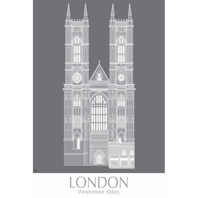 London Westminster Abbey Monochrome by Fab Funky - Wrapped Canvas Print, 122cm H x 81cm W
