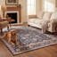 Tapis traditionnel en travertin teint uni, bleu marine, ivoire, or, vert et rose, lavable à la machine, antidérapant, à poils courts, pour l'intérieur et l'extérieur, adapté aux animaux domestiques, idéal pour le salon, la chambre, la salle à manger, l'entrée, le couloir ou le bureau.-1351805127