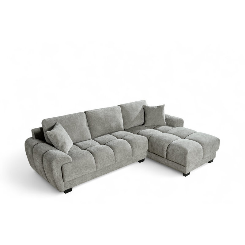 4 Seater Corner Sofa , Right Hand Facing, Grey Chenille