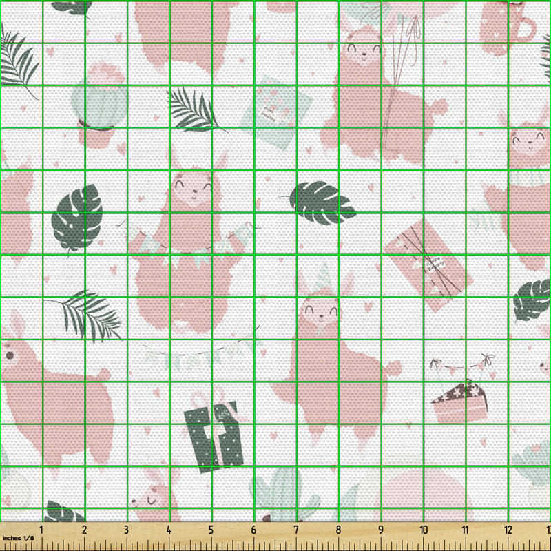 Chazmin Repetitive Fluffy Animal Cactus Giftbox Cartoon Illustration Multi-Purpose Fabric