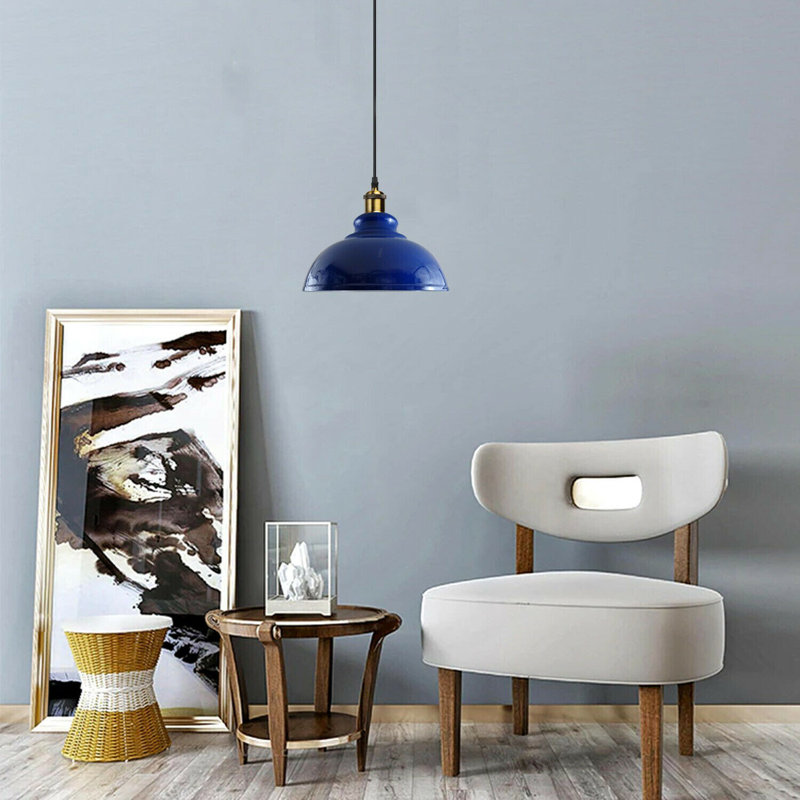 17cm H Metal Dome Lamp Shade, Navy Blue