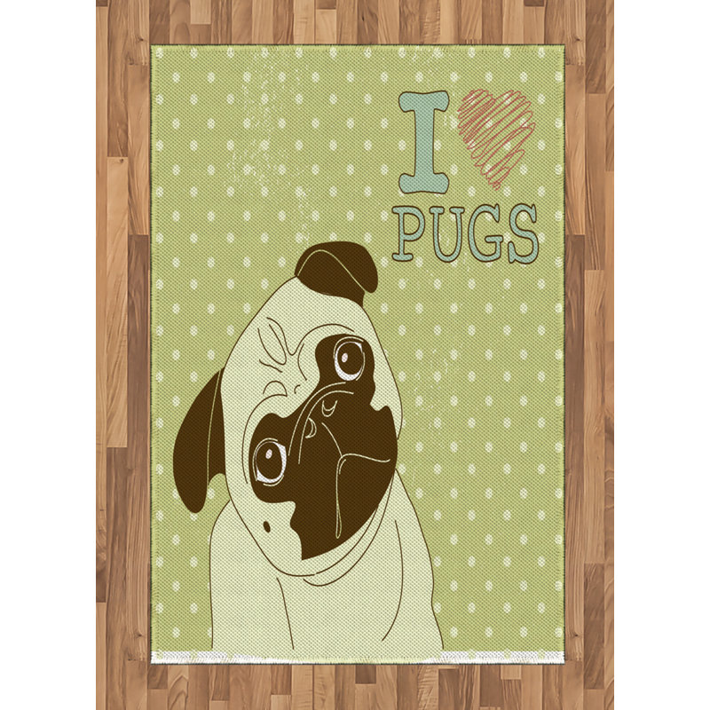 Pug High Density Long Fiber Poly Threads Decorative Area Rug Carpet, Rectangle 4' x 5'8"