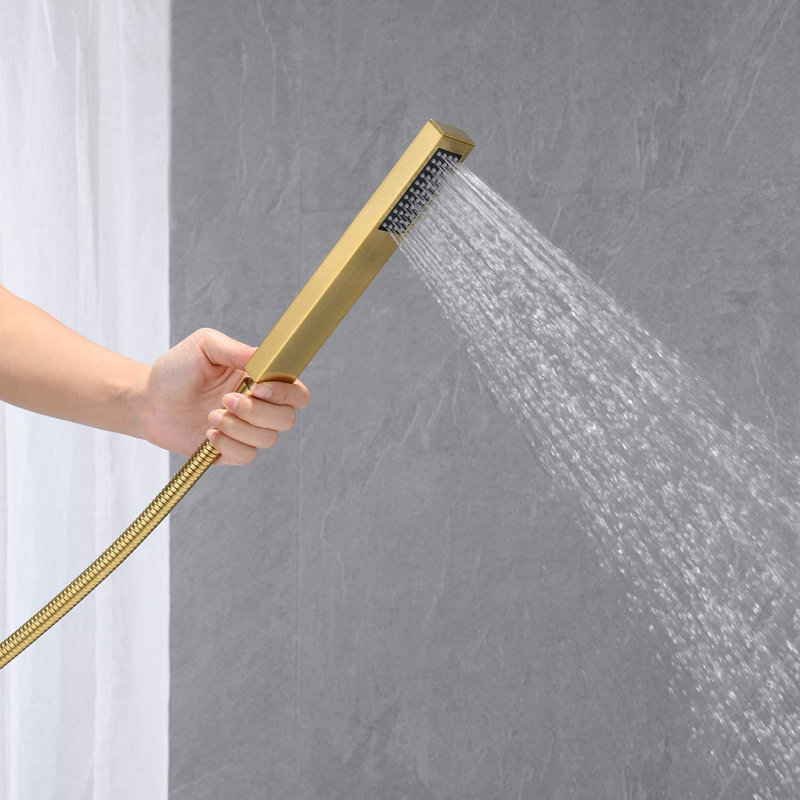 1 Handle Floor Clawfoot Tub Faucet with Diverter, Brushed Gold
