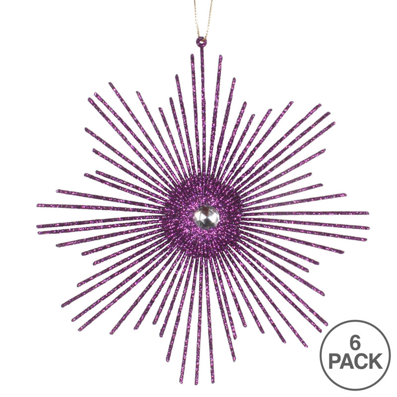 6.5" Glitter Snowflake Burst Ornament, Plum