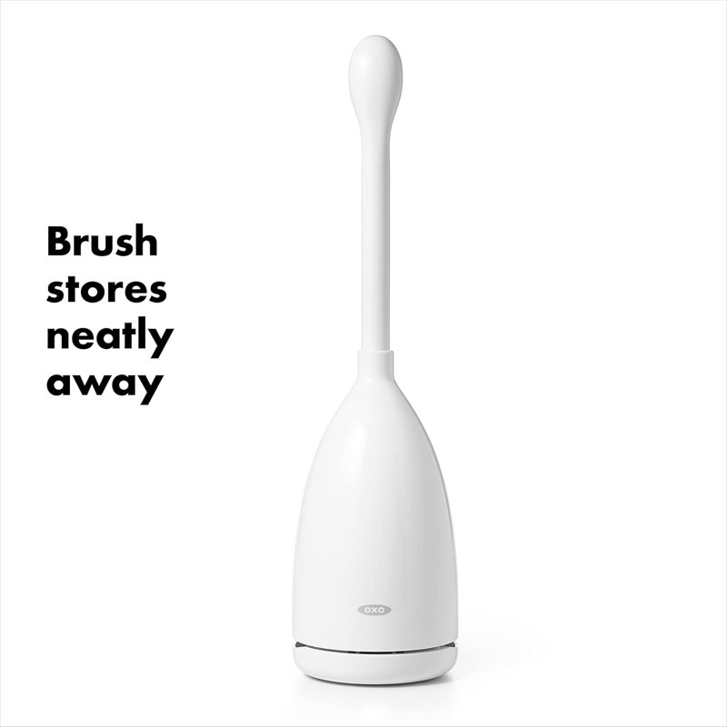 White Nylon Toilet Brush with Automatic Canister