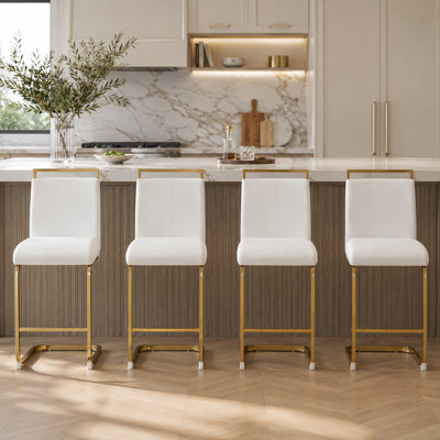Tabourets de bar modernes en porte-à-faux rembourrés avec repose-pieds