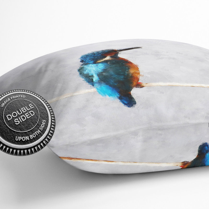 Kingfisher Bird Vol.2 Painting Scatter Cushion with Filling, 40cm H x 40cm W x 15cm D